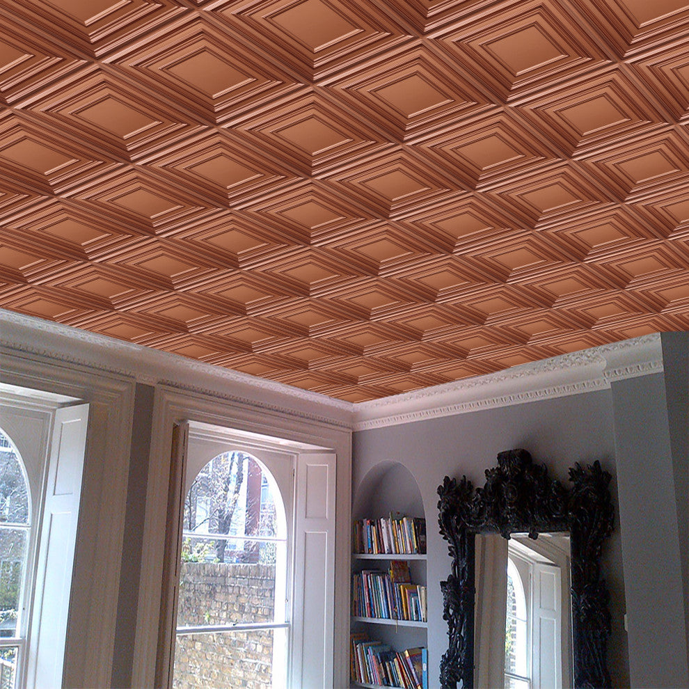 Copper 3D Ceiling Panels, 2'x2', 100 Sq Ft, Pack of 25