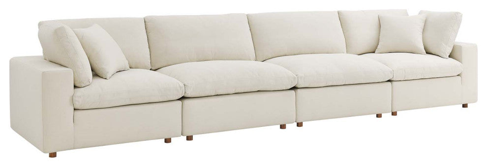 Commix Down Filled Overstuffed 4-Piece Sectional Sofa Set, Light Beige