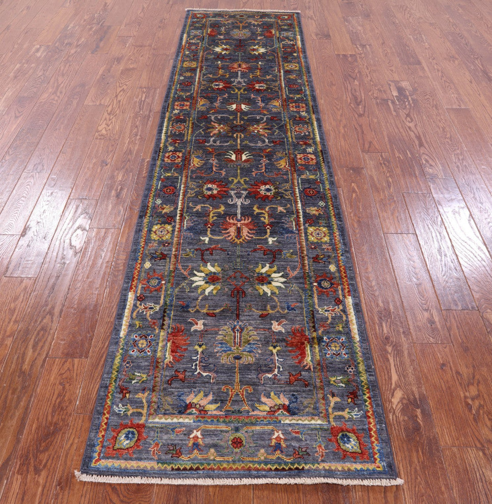 2' 8" X 10' 3" Runner Persian Tabriz Hand-Knotted Rug - Q12163