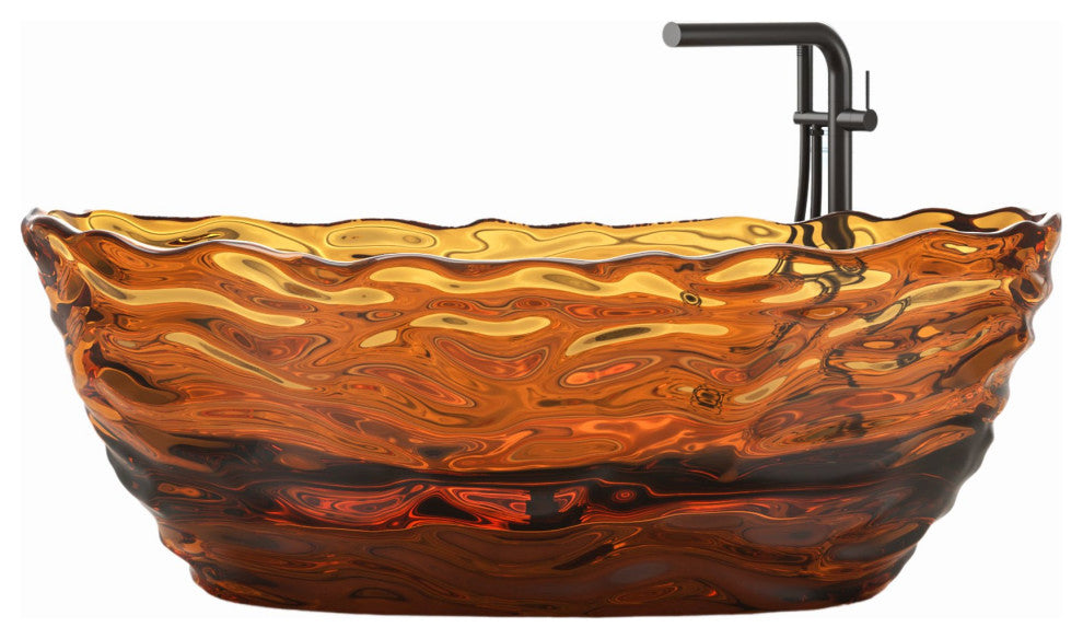 Vanity Art Freestanding Soaking Stone Resin Bathtub, Pure Resin Coffee