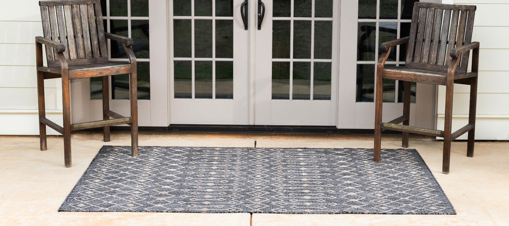 Rug Unique Loom Outdoor Trellis Charcoal Gray Rectangular 4' 0 x 6' 0