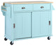 TATEUS Cambridge Solid Wood Top Kitchen Island, Blue