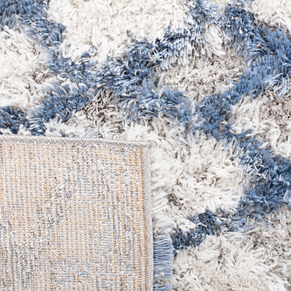 Safavieh Horizon Shag Collection HZN894M Rug, Ivory/Blue, 8' X 10'