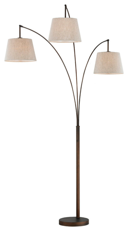 Artiva LUCE 84" Modern LED 3-Arch Antique Bronze Floor Lamp With Dimmer