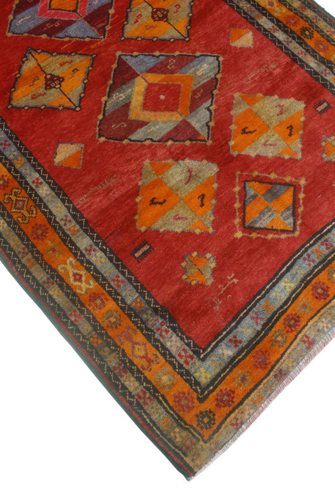 Fine Vintage Distressed Jamile Red/Orange Rug, 3'9x7'0