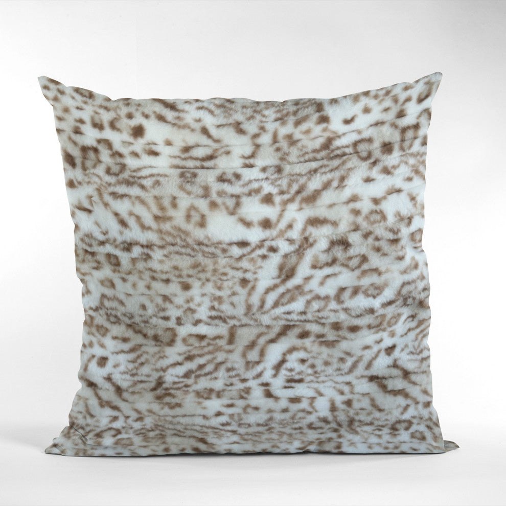 Plutus Light Brown Luxe Lash Faux Fur Throw Pillow, 20" x 36" King