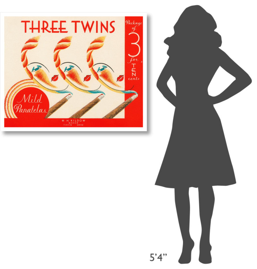 "Three Twins Mild Panatelas" Digital Paper Print by Retrolabel, 38"x31"