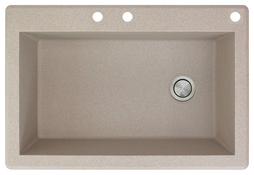 Radius 33" silQ Granite Single Bowl Kitchen Sink with 3 Holes in Cafe Latte