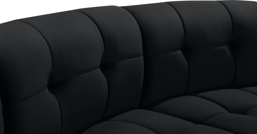 Limitless Velvet Upholstered 2-Piece Modular Sectional, Black