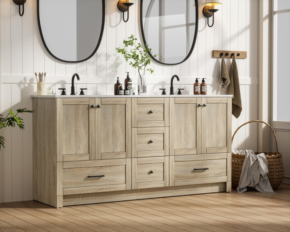 Home Living 66" Double Bathroom Vanity, Mango Wood