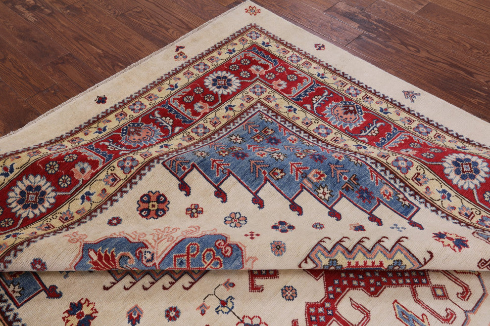8' 0" X 10' 0" Super Kazak Hand Knotted Rug Q4441