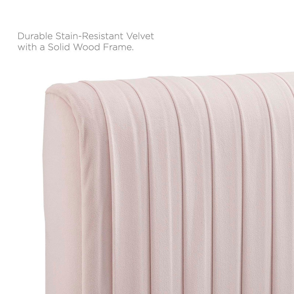 Eloise Channel Tufted Performance Velvet Twin Headboard-Pink