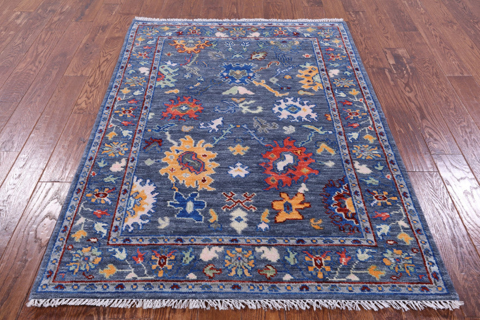 4' 2" X 6' 1" Turkish Oushak Hand Knotted Wool Rug - Q15373