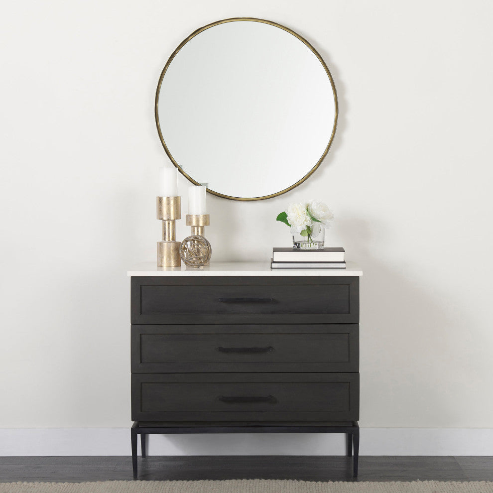 Adelaide 29.7" Gold Metal Scallop Edge Round Mirror