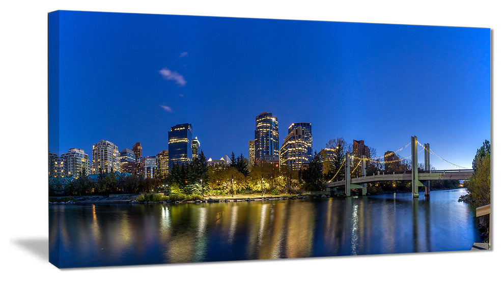 "Calgary Skyline" Cityscape Photography Canvas Print, 32"x16"