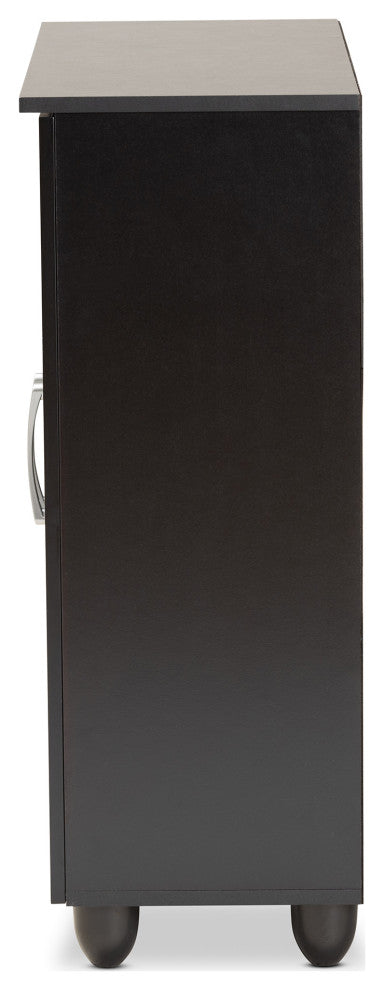 Renley Espresso Brown Finished Wood 2-Door Shoe Storage Cabinet