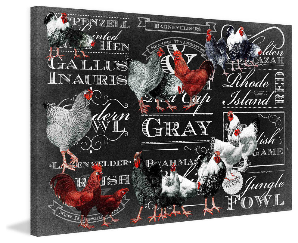 "Chicken Chalk" Painting Print on Canvas