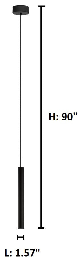 1-Light, 6.9W LED Single Tube Pendant, Matte Black