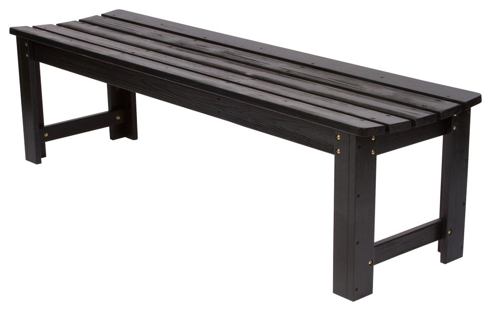 Shine Company 5' Backless Garden Bench With HYDRO-TEX, Black