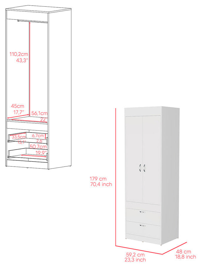 Armoire Tarento, Bedroom, White
