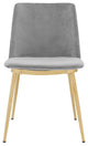 Messina Gray Velvet and Gold Metal Leg Dining Room Chairs, Set of 2