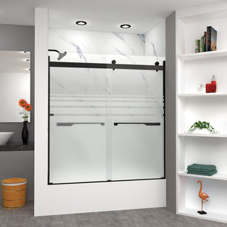 Transolid Brianna 60" W x 62" H Frameless Sliding Shower Door, Matte Black