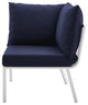 Lounge Sectional Sofa Chair Set, Aluminum, Metal, White Blue Navy, Outdoor