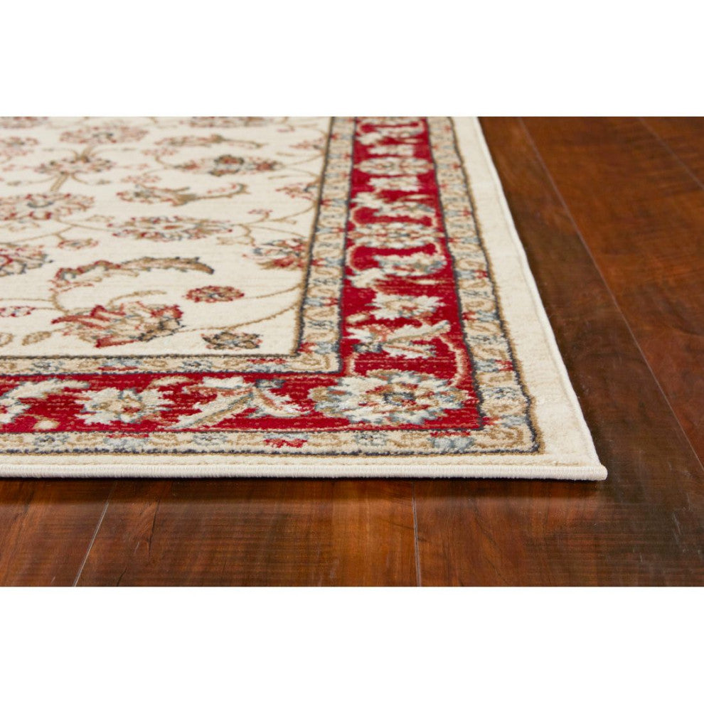 KAS Avalon 5613 Ivory/Red  Mahal Area Rug, 5'3" x 7'7"