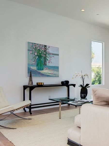 "Chroma Moments I" Floater Framed Painting Print on Canvas, 48"x48"