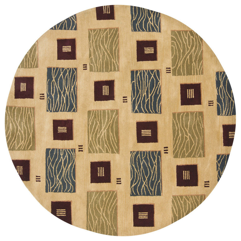 Alma Contemporary Squares Area Rug, 7'9" Round