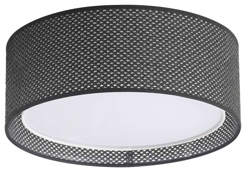 3-Light Double Shade Drum Flush Mount, Black