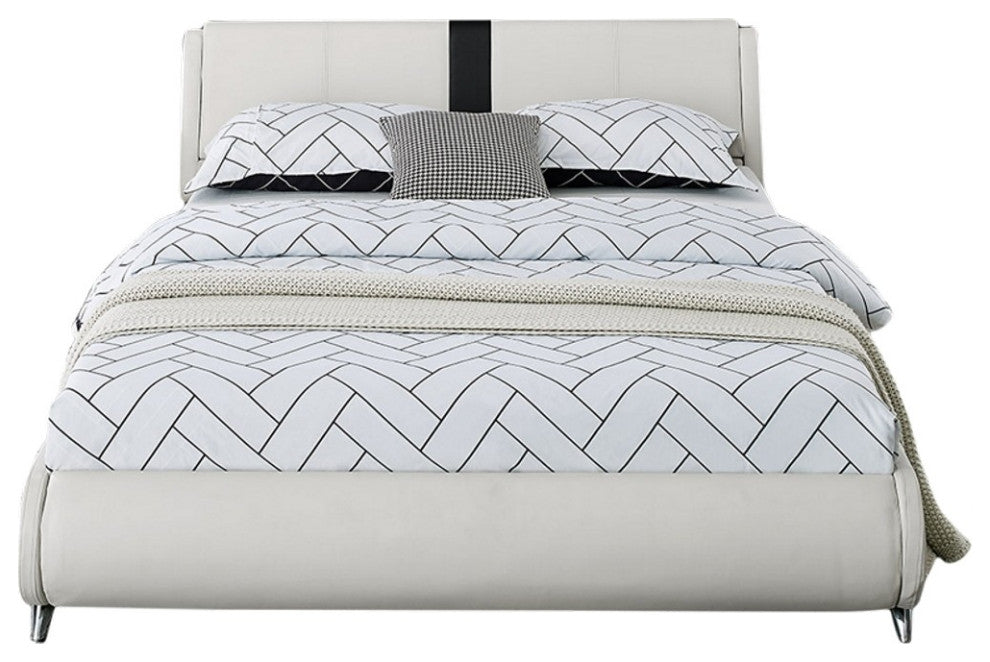 White Platform Queen Bed With Two Nightstands