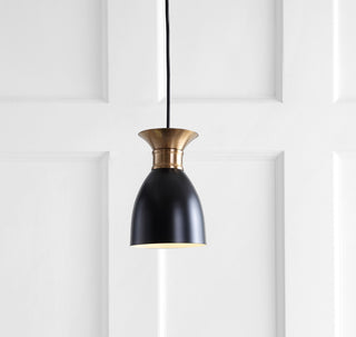 Edison Metal LED Pendant, Black, Brass Gold, Width: 5.75"