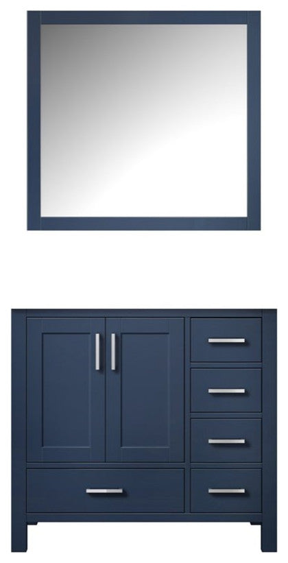 Jacques 36" Navy Blue Single Bathroom Vanity Cabinet, 34" Wall Mirror Left