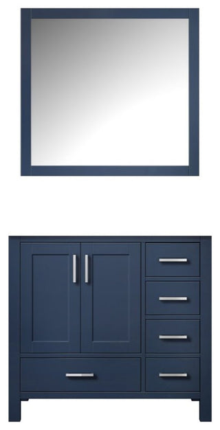 Jacques 36" Navy Blue Single Bathroom Vanity Cabinet, 34" Wall Mirror Left