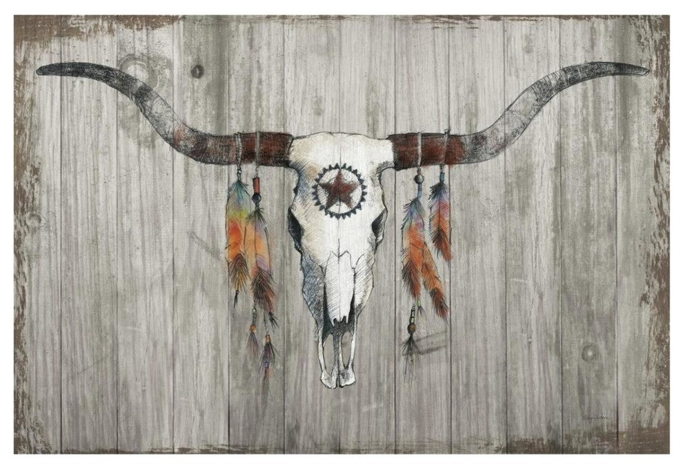 "Longhorn on Dark Gray Wood" Digital Paper Print by Avery Tillmon, 32"x22"