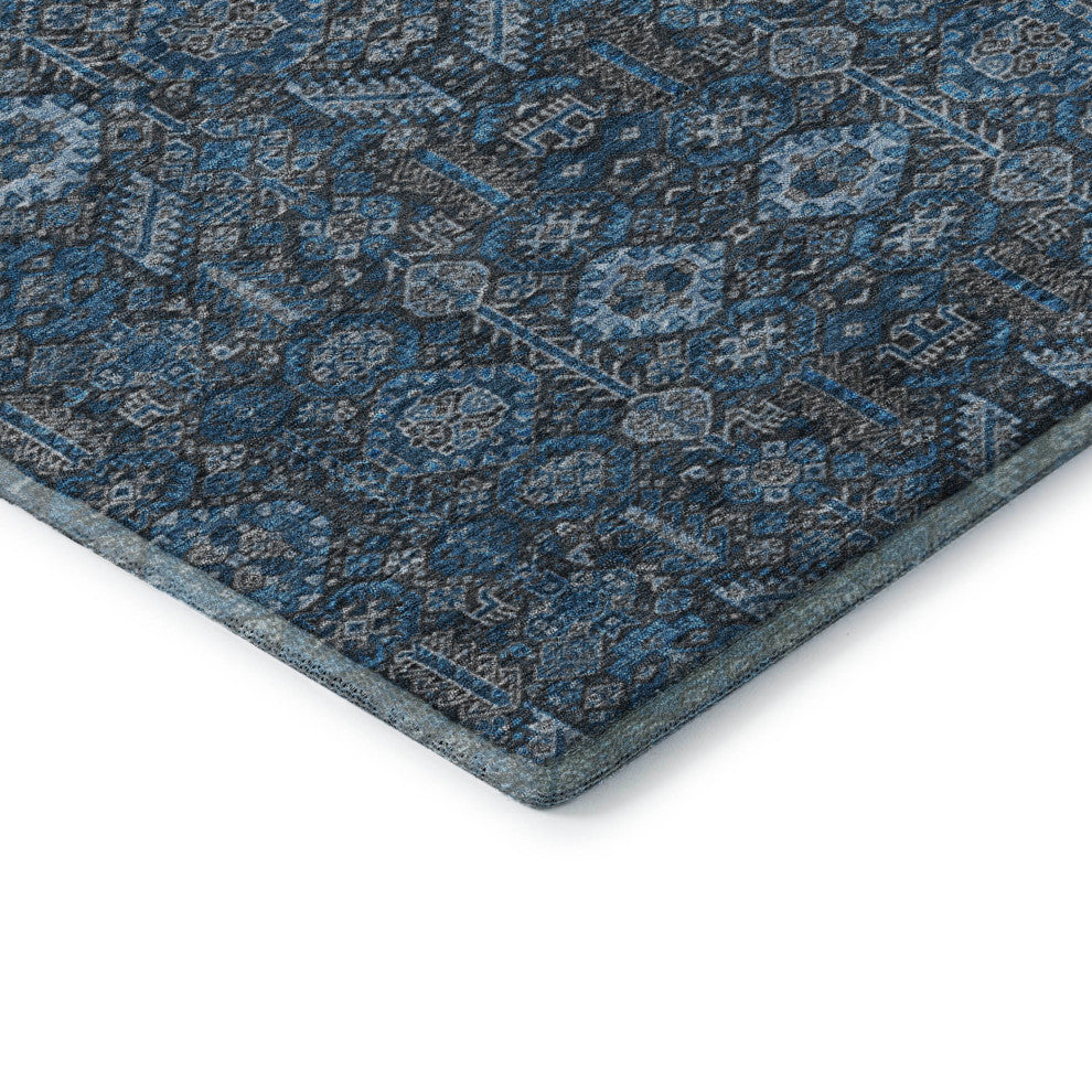 Premium Machine Washable Mayfield AMF574 Blue 3'' x 5'' Rug