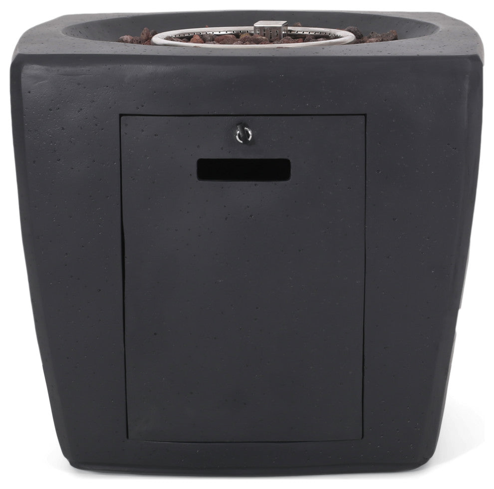 Andreson Outdoor 40,000 BTU Lightweight Concrete Square Fire Pit, Dark Gray