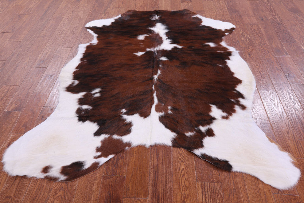 Brown and White Natural Cowhide Rug 6' 2" X 5' 7" C2006