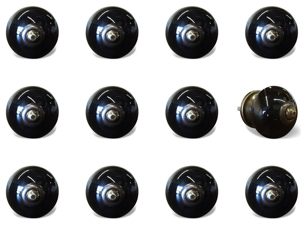 Knob-It Vintage Handpainted Ceramic Knobs, Set of 12, Blue/White/Turquoise