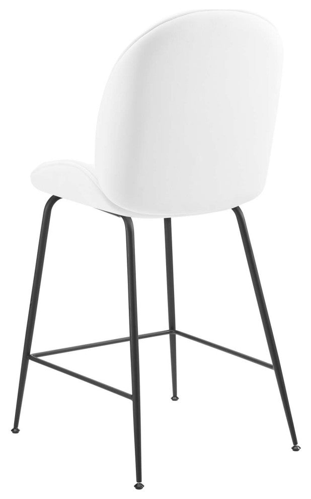Counter Stool Chair, Velvet, Metal, White, Modern, Bar Cafe Bistro Restaurant