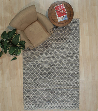 EORC Black Handwoven Wool Punja Kilim Rug 4'x6'