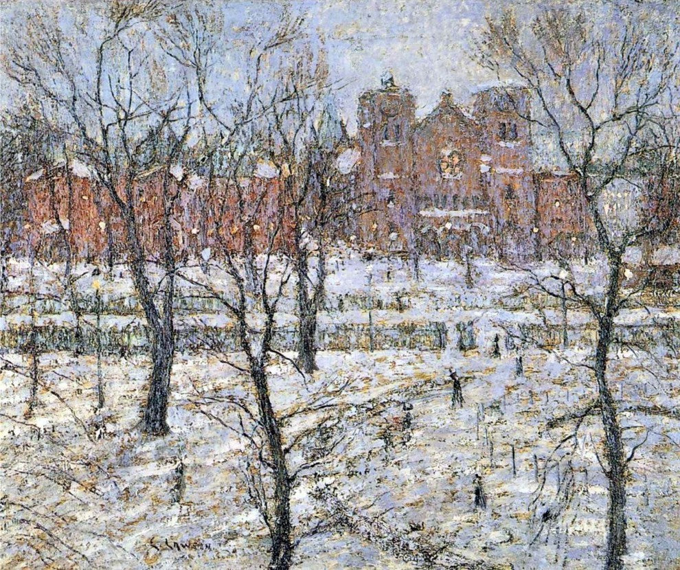 Ernest Lawson Stuyvesant Square in Winter, 20"x25" Wall Decal