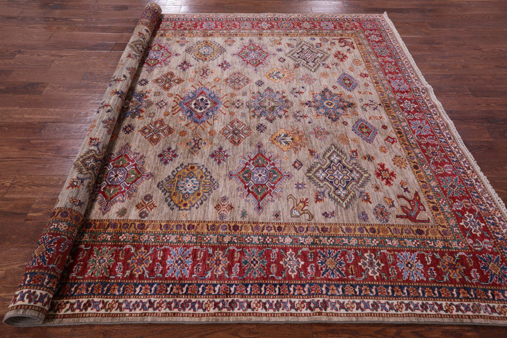 Super Kazak Hand Knotted Wool Rug 8' 0" X 9' 4" Q10346