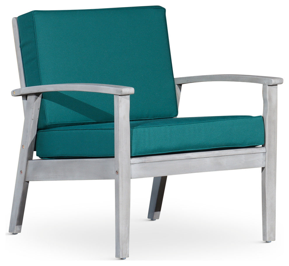 DTY Outdoor Living Longs Peak Eucalyptus Chair W/ Cushions, Silver Gray, Dark Gr