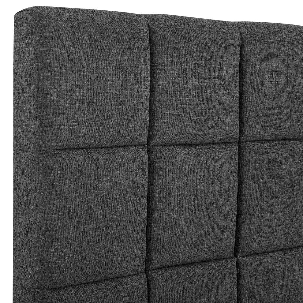 Legends Home Queen Size Grey Squares Upholstered Platform Bed