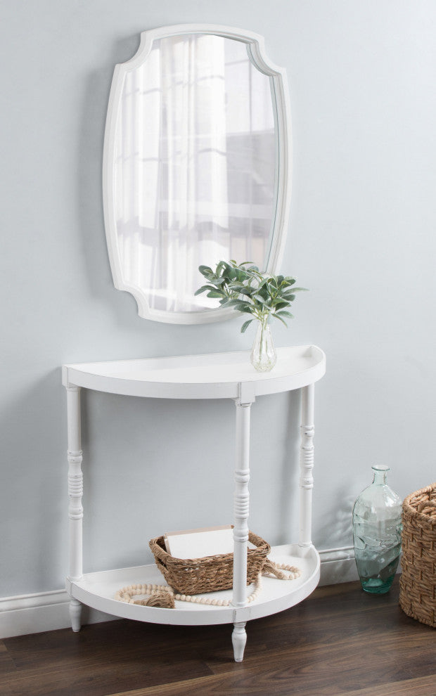 Bellport Wood Console Table with Shelf, White, 30x14x30