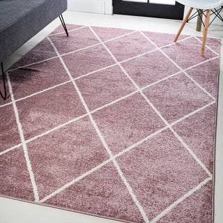 Cole Minimalist Diamond Trellis Rose/White 3'x5' Area Rug