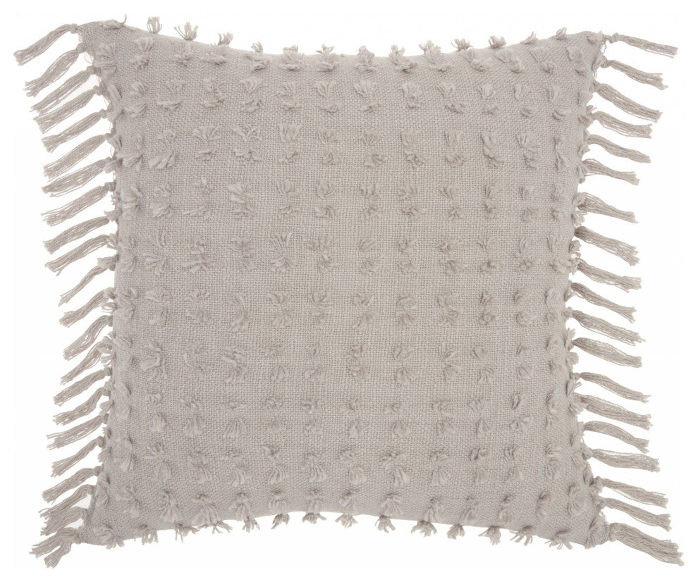 Tassel Detailed Gray Throw Pillow