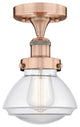 Olean-1 Light 7" Semi-Flush Mount-Antique Copper, Clear Glass Shade
